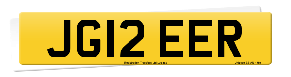 Registration number JG12 EER